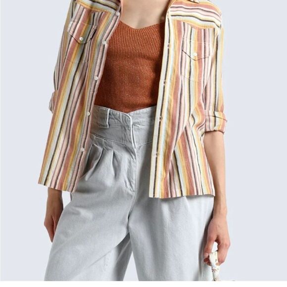 Vanessa Bruno Striped Cotton Western Style Button Up Shirt | S - Picture 8 of 10